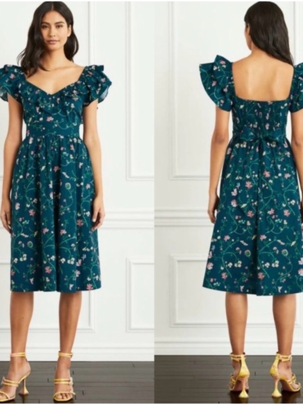 HILL HOUSE Ava Midi Dress Moody Floral